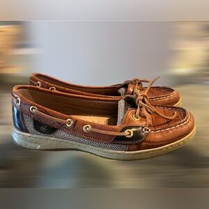 SPERRY Topsider Women's Tan Leather Low Top Nautical Loafer Shoes Size 7M